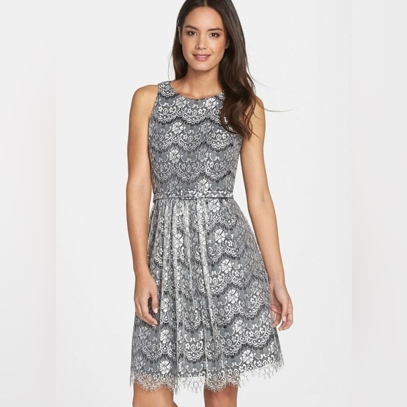 Eliza J Lace Fit and Flair Dress 10 - Picture 1 of 6